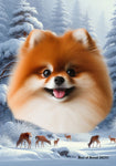 Pomeranian Red - Best of Breed  Winter Wonderland Outdoor House and Garden Flag