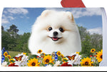 Pomeranian White - Best of Breed Summer Flowers Mailbox Cover Hi-Grade Vinyl 6" x 19"