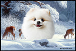 Pomeranian White - Best of Breed Winter Wonderland Floor Mat Tufted Loop 18" x 27"