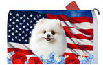 Pomeranian White - Best of Breed Patriotic Mailbox Cover Hi-Grade Vinyl 6" x 19"