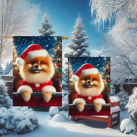Pomeranian - Best of Breed DCR Christmas Outdoor House and Garden Flag