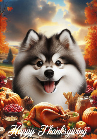 Pomsky -  Best of Breed  Thanksgiving Outdoor House and Garden Flag