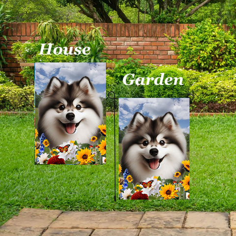 Pomsky -  Best of Breed  Summer Fields Outdoor House and Garden Flag