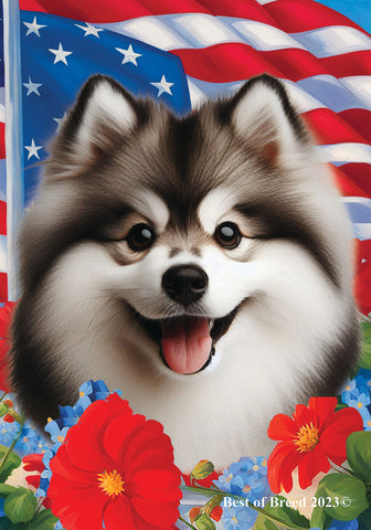 Pomsky -  Best of Breed  Patriotic I All-American Outdoor House and Garden Flag