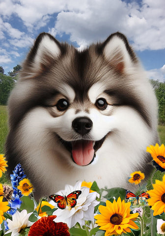 Pomsky -  Best of Breed  Summer Fields Outdoor House and Garden Flag