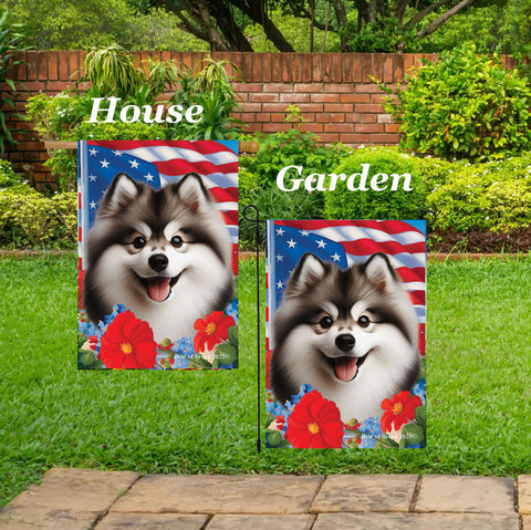 Pomsky -  Best of Breed  Patriotic I All-American Outdoor House and Garden Flag