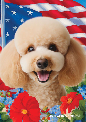 Poodle Apricot - Best of Breed  Patriotic I All-American Outdoor House and Garden Flag