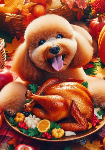 Poodle Apricot - Best of Breed DCR Thanksgiving Outdoor House and Garden Flag