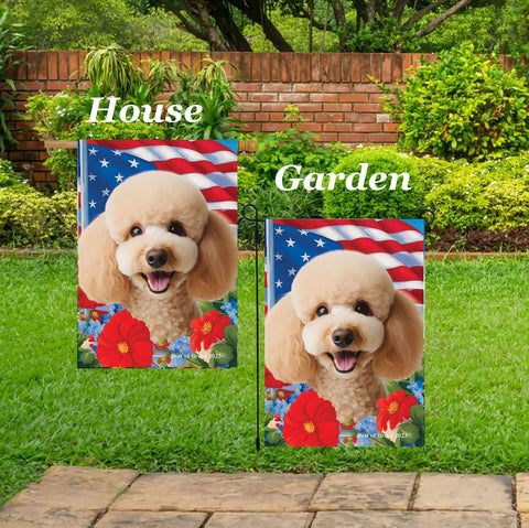 Poodle Apricot - Best of Breed  Patriotic I All-American Outdoor House and Garden Flag