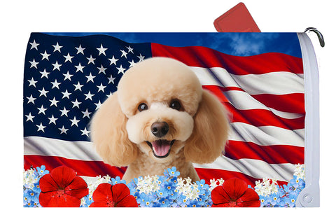 Poodle Apricot - Best of Breed Patriotic Mailbox Cover Hi-Grade Vinyl 6" x 19"