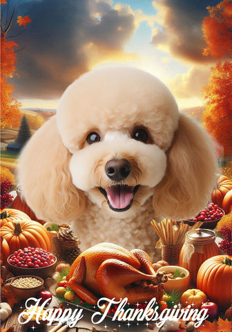 Poodle Apricot - Best of Breed  Thanksgiving Outdoor House and Garden Flag
