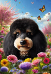 Poodle Black/Tan -  Best of Breed  Spring Butterflies Outdoor House and Garden Flag