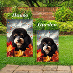 Poodle Black/Tan -  Best of Breed  Fall Leaves Outdoor House and Garden Flag