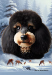 Poodle Black/Tan -  Best of Breed  Winter Wonderland Outdoor House and Garden Flag