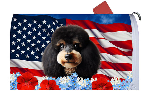 Poodle Black/Tan -  Best of Breed Patriotic Mailbox Cover Hi-Grade Vinyl 6" x 19"