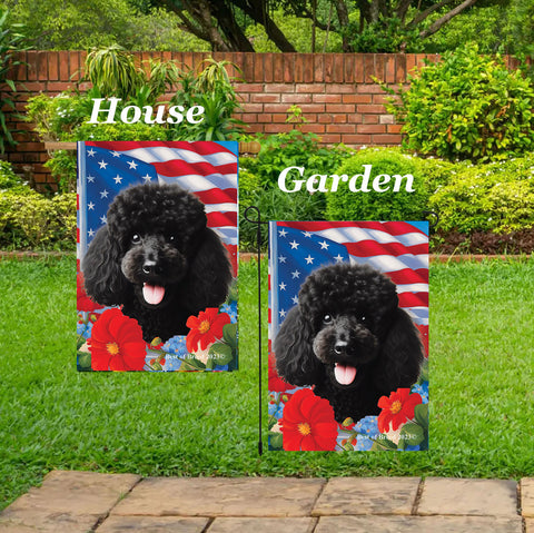 Poodle Black - Best of Breed  Patriotic I All-American Outdoor House and Garden Flag
