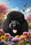 Poodle Black - Best of Breed  Spring Butterflies Outdoor House and Garden Flag