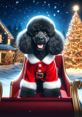 Poodle Black - Best of Breed DCR Christmas Outdoor House and Garden Flag