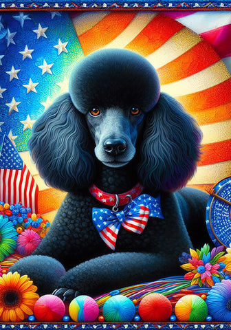 Poodle Black - Best of Breed DCR Patriotic I Outdoor Flag