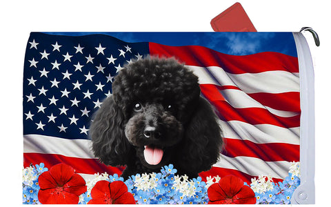 Poodle Black - Best of Breed Patriotic Mailbox Cover Hi-Grade Vinyl 6" x 19"