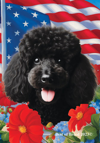 Poodle Black - Best of Breed  Patriotic I All-American Outdoor House and Garden Flag