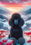 Poodle Black - Best of Breed DCR Winter Berries Outdoor House and Garden Flag