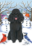 Poodle Black- Best of Breed Tomoyo Pitcher Winter Snowman Garden Flag 12" x 17"