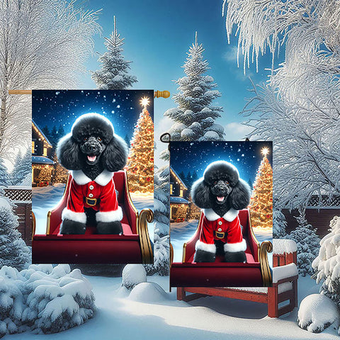 Poodle Black - Best of Breed DCR Christmas Outdoor House and Garden Flag