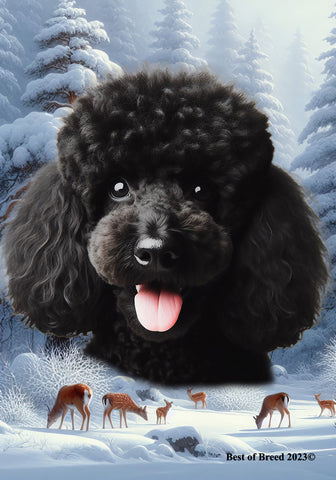 Poodle Black - Best of Breed  Winter Wonderland Outdoor House and Garden Flag