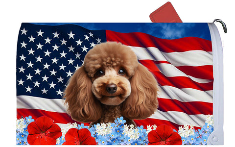 Poodle Chocolate - Best of Breed Patriotic Mailbox Cover Hi-Grade Vinyl 6" x 19"