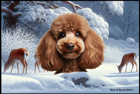 Poodle Chocolate - Best of Breed Winter Wonderland Floor Mat Tufted Loop 18" x 27"