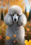 Poodle Silver - Best of Breed DCR Falling Leaves Outdoor Flag