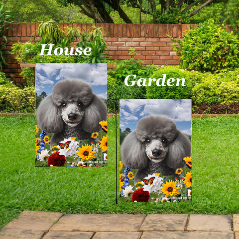 Poodle Silver - Best of Breed  Summer Fields Outdoor House and Garden Flag