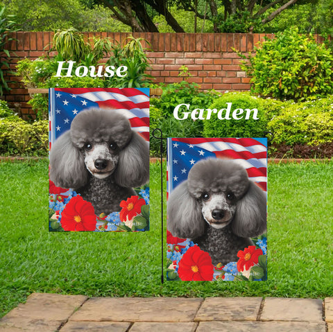 Poodle Silver - Best of Breed  Patriotic I All-American Outdoor House and Garden Flag