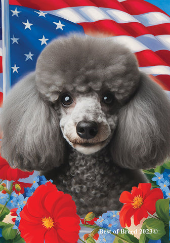 Poodle Silver - Best of Breed  Patriotic I All-American Outdoor House and Garden Flag