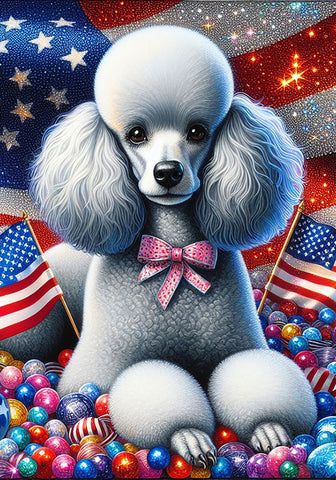 Poodle Silver - Best of Breed DCR Patriotic I Outdoor Flag