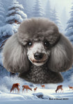 Poodle Silver - Best of Breed  Winter Wonderland Outdoor House and Garden Flag