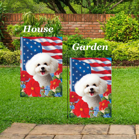 Poodle White - Best of Breed  Patriotic I All-American Outdoor House and Garden Flag