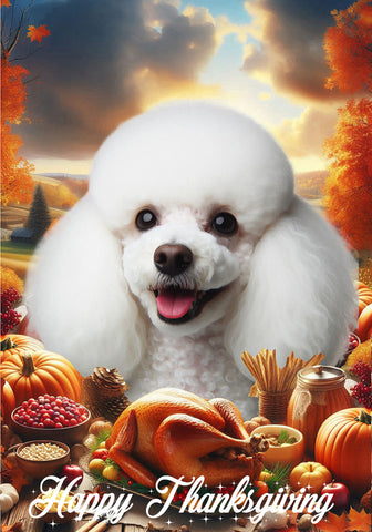 Poodle White - Best of Breed  Thanksgiving Outdoor House and Garden Flag