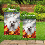 Poodle White - Best of Breed  Fall Leaves Outdoor House and Garden Flag
