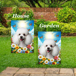 Poodle White - Best of Breed  Summer Butterflies Outdoor House and Garden Flag