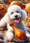 Poodle White - Best of Breed DCR Thanksgiving Outdoor House and Garden Flag