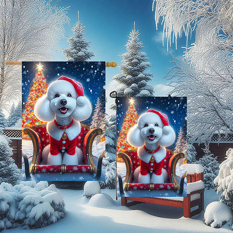 Poodle White - Best of Breed DCR Christmas Outdoor House and Garden Flag