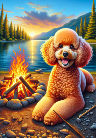 Poodle Apricot - Best of Breed DCR Summer Camping   Outdoor House and Garden Flag