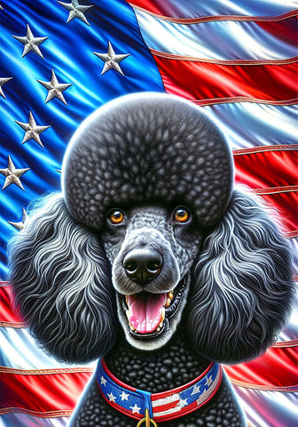 Poodle Black - Best of Breed DCR Patriotic III   Outdoor House and Garden Flag