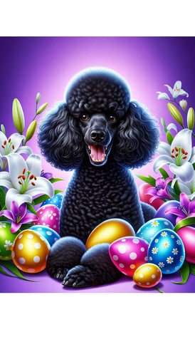 Poodle Black - Best of Breed DCR Easter Holiday    Outdoor House and Garden Flag