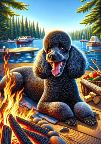 Poodle Black - Best of Breed DCR Summer Camping   Outdoor House and Garden Flag