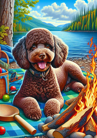 Poodle Chocolate - Best of Breed DCR Summer Camping   Outdoor House and Garden Flag