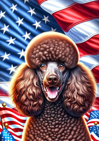 Poodle Chocolate - Best of Breed DCR Patriotic III   Outdoor House and Garden Flag