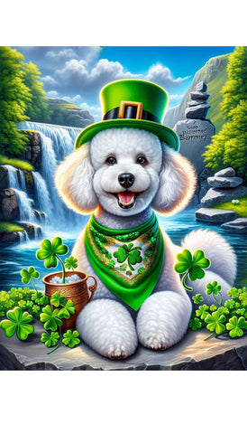 Poodle White - Best of Breed DCR Saint Patricks Day Day Outdoor House and Garden Flag